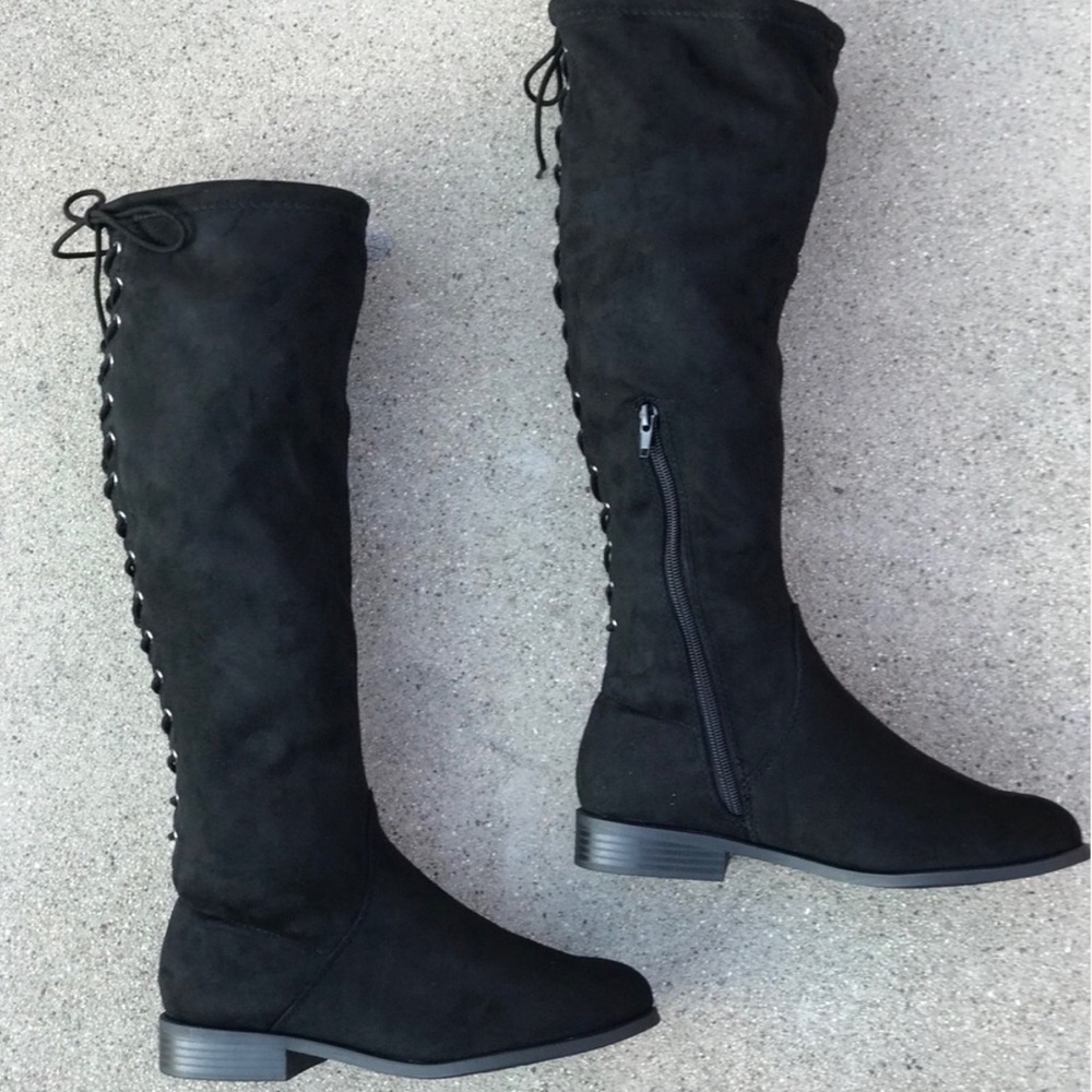 City Classified Black Faux Suede Lace Up BOOT - Picture 3 of 6